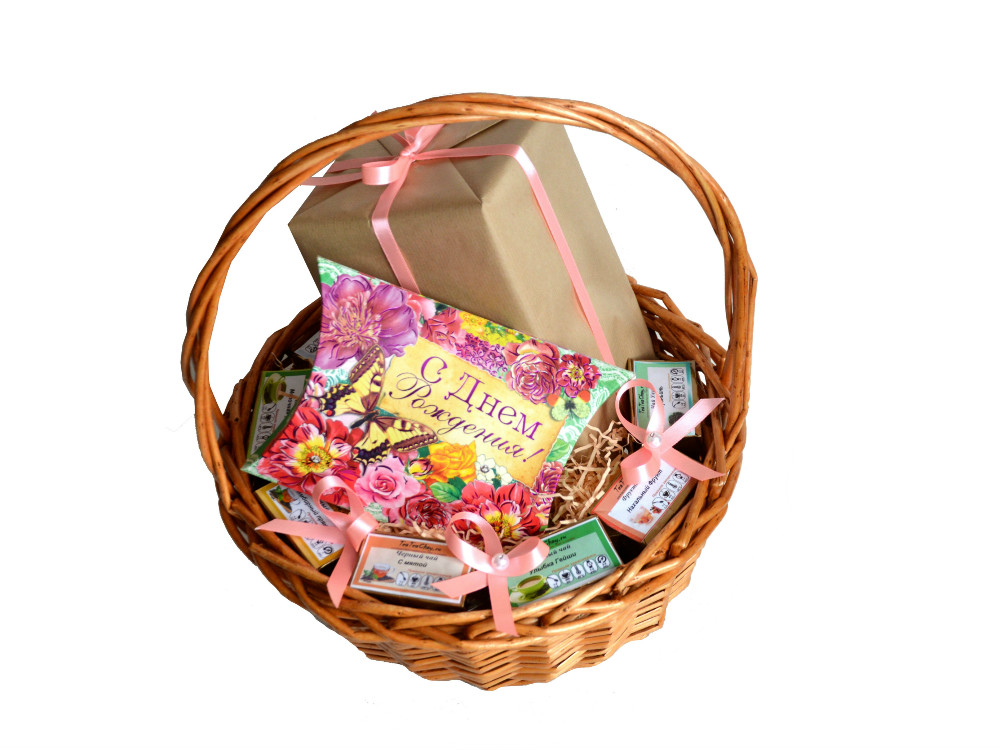 Корзина с чаем на день рождения